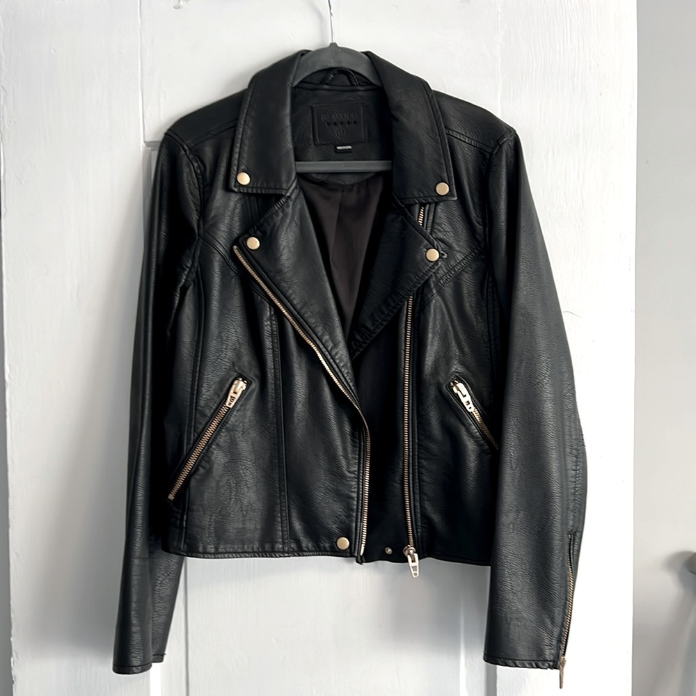 Blank NYC Faux Leather Moto Jacket with Rose Gold Hardware